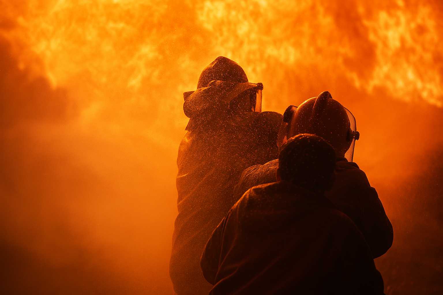 Firefighters in action